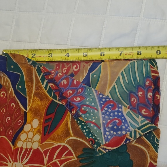 Vintage Silk Blouse Hawaiian Floral Women's Large 100% Washed Silk - Picture 6 of 11